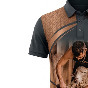 Polo de tonte de moutons durable à longue queue, uniforme de travail agricole sublimé, tissu doux et confortable, utilisation longue durée - Product Image 4