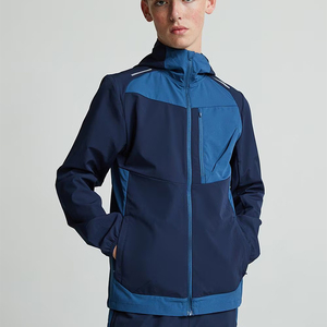 Active Wear Custom Design Hooded Full Zipper Half Sleeve <b>Soft</b> <b>Shell</b> Polyester Windbreaker Waterproof <b>Jacket</b> Casual Solid for - Product Image 2