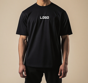 Camiseta Negra Personalizada con Logotipo para Hombre, Manga Corta, Cuello Redondo, Corte Regular, Algodón Jersey, Estilo Casual, Diseño con Letra Estampada en la Parte Delantera - Product Image 2