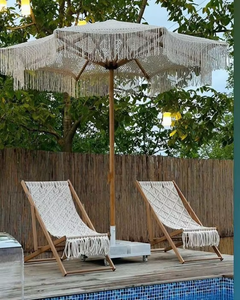 JNC Macrame Handmade Folding Lounge Chair Cotton Polyester Durable Eco Friendly Outdoor Furniture for Travel <b>Camping</b> Picnic - Product Image 5