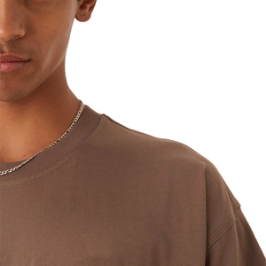 <b>Men's</b> Brown Cotton Oversized Short Sleeve Casual T-<b>Shirt</b> Plain Dyed Breathable Summer Wear - Product Image 4