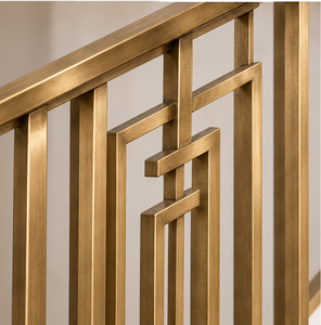 Modern Geometric Bronze Metal <b>Stair</b> Railing with Nested Rectangle Balusters for Villas Hotels and Contemporary Interiors - Product Image 3