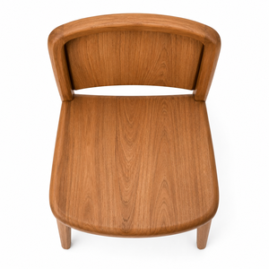 Chaise de salle à manger en teck massif, écologique, imperméable, stable, de style scandinave belge, avec dossier sculpté flottant, pour appartement - Product Image 4