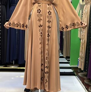 Wholesale Umbrella Abaya Stone Work Handmade Sequined Arabic Dubai Style Full Flare Nida Fabric Evening Party Dress - Product Image 4