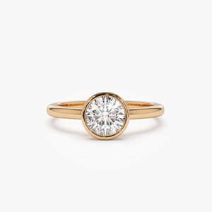 Anillo de compromiso clásico de lujo con diamante de corte brillante redondo de 0.75 quilates en oro amarillo, estilo clásico, piedra natural - Product Image 5