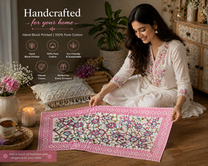 ชุดแผ่นรองจานลายดอกไม้สไตล์โบโฮ ทำจากผ้าฝ้ายที่ยั่งยืนได้ ซักล้างได้ ตกแต่งโต๊ะอาหาร งานฝีมือชิ้นเอก คุณภาพส่งออก - Product Image 5