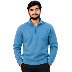 Sweat-shirt demi-zip en molleton mi-lourd, personnalisable pour marques de streetwear, vente en gros directe usine - Product Image 4