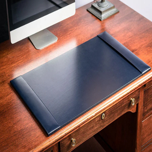 Navy Blue Bonded Leather <b>Desk</b> Blotter for Writing Executive <b>Desk</b> Surface <b>Protector</b> Minimalist Leather <b>Desk</b> Pad - Product Image 1
