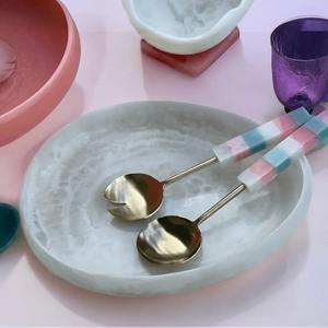 Bol à salade en résine écologique polie pour la cuisine et la table, nouveau design, bol de service pour les fêtes - Product Image 2