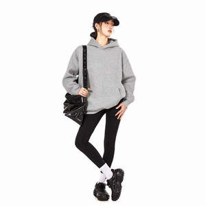 Purple Oversized Hooded Sweatshirt <b>Men</b> Knitted Solid Color <b>Pullover</b> Back Logo Autumn Streetwear Casual Wear - Product Image 3