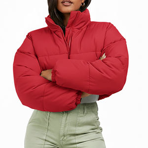 Chaqueta Corta Acolchada de Invierno 2025 para Mujer, con Cuello Alto, Cierre de Cremallera, Estilo Casual y Moderno - Product Image 1