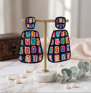 Pendientes de tuerca con cuentas Diseño de amantes Multicolor Peso ligero Accesorios de joyería de moda Precio barato Mujer - Product Image 1