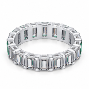 Classic 925 Sterling <b>Silver</b> Emerald Cut Moissanite White Gold Plated Eternity Band <b>Ring</b> for <b>Women</b> <b>Wedding</b> <b>Ring</b> - Product Image 4