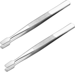 Pince à épiler en acier inoxydable durable, pointe plate, pince à épiler de précision professionnelle pour la philatélie, l'artisanat, les bijoux et les petits objets - Product Image 4