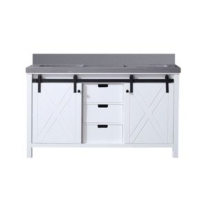 Mueble de Baño Doble Blanco con Encimera de Cuarzo Gris de 60 Pulgadas Ancho x 22 pulgadas Muebles de Baño D - Product Image 1