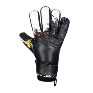 Custom Design Black Full Finger Soccer Goalkeeper <b>Glove</b> with 4mm German Latex and with Emboss on back - Product Image 2