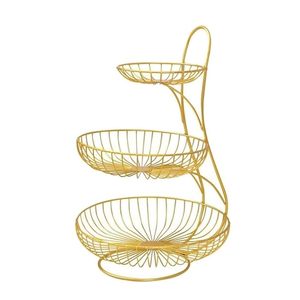 3 Tier Wire Fruit Basket Round Metal Standing Display <b>Stand</b> for Kitchen Counter Fruit <b>Vegetable</b> Storage Organizer Home Decor - Product Image 3