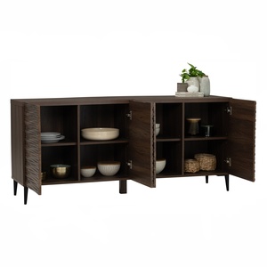Ready Stock Nordic Modern 1.6m Fluted <b>Sideboard</b> Dark Walnut Finish Console <b>Sideboard</b> <b>Storage</b> Cabinet for Luxury Apartment - Product Image 4