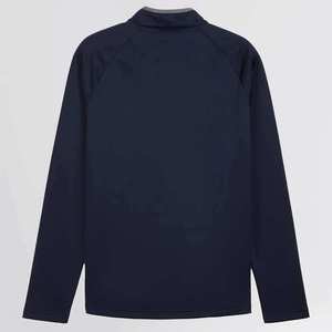 เสื้อสเวตเตอร์ถักแขนยาวคอตั้งสีกรมท่าสำหรับผู้ชาย ทรงลำลอง สีพื้น ความยาวปกติ - Product Image 1