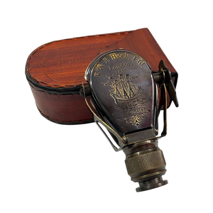Télescope de poche en laiton avec étui en cuir poli, télescope monoculaire nautique antique pour décoration maritime, cadeau de navigation, objet de présentation - Product Image 1