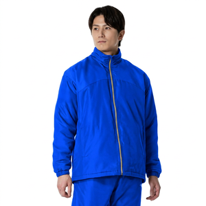 <b>Men's</b> Black Windproof <b>Long</b> Front Logo Full Zip Stand Collar Casual Autumn Coat Thick Polyester Fleece - Product Image 2