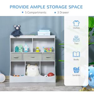 Freestanding Grey bambini giocattolo organizzatore di stoccaggio con libreria espositore e cassetti per camera da letto armadio di stoccaggio - Product Image 5