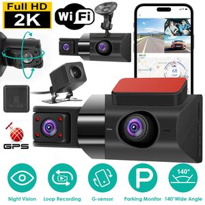 กล้องติดรถยนต์ 2K DVR บันทึกภาพ 3 ช่องทาง มุมมอง 140 องศา พร้อม GPS WiFi ระบบมองเห็นในเวลากลางคืน G-Sensor บันทึกแบบวนซ้ำ กล้องคุณภาพพรีเมียม - Product Image 1