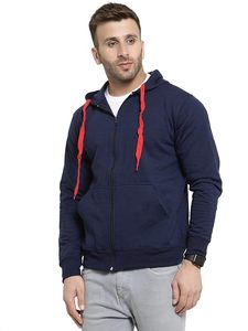 Custom Mens Zip <b>Up</b> Hoodie Streetwear Wholesale Blank Hooded Sweatshirt Cotton Fleece Two Tone Drawstring Cardigan Jacket - Product Image 3