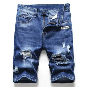 Haute qualité été hommes denim shorts hommes jeans hommes pantalons courts jeunes jeans ajustement maigre respirant léger conception personnalisée