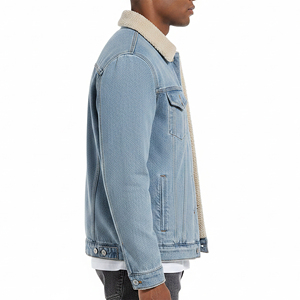2025 New Arrived Fashionable Light Blue Stone Washed <b>Denim</b> <b>Jacket</b> For Men High Quality Oversize Fit Inner Lining Jeans <b>Jacket</b> - Product Image 5