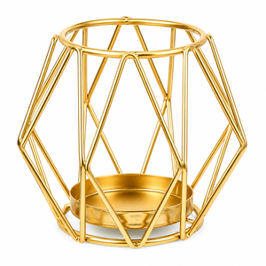 Support de bougie en métal doré style nordique, bougeoir géométrique minimaliste contemporain pour décorations de fête et d'intérieur - Product Image 6