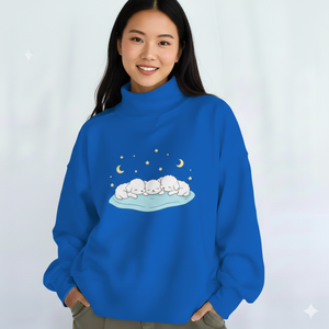 Sweat-shirt à col montant pour femme, imprimé sur le devant, 100% coton, OEM ODM, tissu de haute qualité, style minimaliste moderne, vêtements décontractés d'hiver - Product Image 1