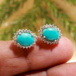 Jewelry For Women <b>Silver</b> Boho Style <b>Stud</b> Earrings Jewelry 925 Sterling <b>Silver</b> Turquoise Gemstone Trending Handmade Earrings - Product Image 3