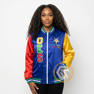 Order Eastern <b>Star</b> Satin Embroidered Quilted Waterproof Quick Dry 100% Silk Varsity <b>Jacket</b> High Quality Breathable Autumn GREEK - Product Image 3