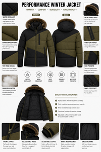Veste d'hiver décontractée en velours côtelé pour homme, avec capuche amovible en fausse fourrure, logo frontal, rembourrage en duvet, imperméable et coupe-vent, vente en gros - Product Image 6