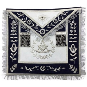 Collar de cadena Past Master Blue Lodge - Insignia de lujo para coser con base azul y pedrería plateada - Product Image 3