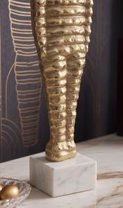 Decorative Luxury Gold and White Aluminum and Marble Base Mummy Figurine Tabletop Sculpture Table Home Decorative <b>Statue</b> - Product Image 6
