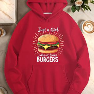 Just a Girl qui aime les sweats à capuche décontractés pour femmes BURGERS - Product Image 2