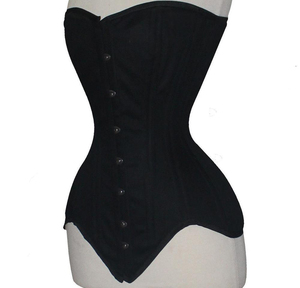 Corsé Moldeador de Satén Negro para Mujer, Control Firme, con Botones Frontales, Control de Abdomen, Ropa Interior de Uso Diario, Spandex y Nylon - Product Image 3
