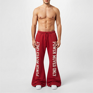 Pantalon de survêtement évasé en molleton épais 420 GSM, style décontracté urbain, en coton French Terry pour l'hiver - Product Image 1