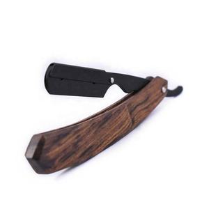 Rasoir droit à lame unique de haute qualité, manche en bois, best-seller, lame en acier inoxydable remplaçable, rasoir de barbier, rasoir pour le visage et le corps. - Product Image 6