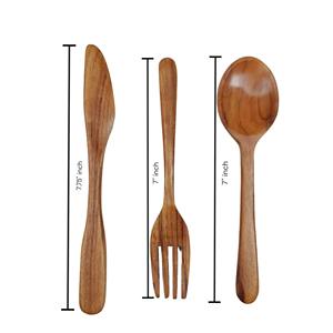 Premium Polished Wooden <b>Cutlery</b> <b>Set</b> High Quality Eco Friendly Fork Spoon Knife <b>Set</b> for Home Table Picnic And <b>Travel</b> Use - Product Image 5