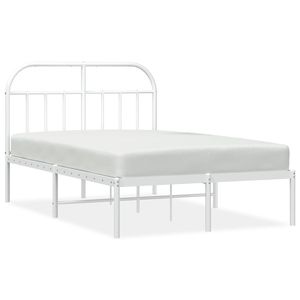 White Powder-Coated Steel Full Bed Frame Rectangular Metal Bed - Product Image 2