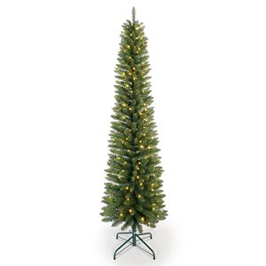 7ft Prelit Artificial <b>Pencil</b> <b>Christmas</b> <b>Tree</b> with 18" Solid Base Faux Outdoor Slim Design - Product Image 1