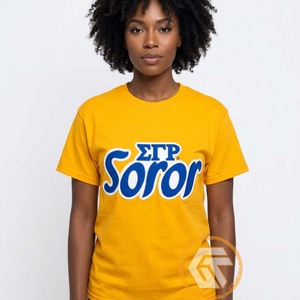 Camiseta de la Hermandad Femenina GREEK TREASURES Sigma Gamma Rho, 100% Algodón Jersey, Cuello Redondo, Manga Corta, con Logotipo, Protección UV, Secado Rápido, Venta al Por Mayor - Product Image 4