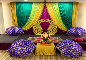 Décoration Mehndi à thème arabe/marocain : Achetez des rideaux et des parapluies colorés pour la décoration de mariage, aménagement de scène haut de gamme - Product Image 3