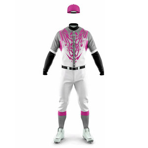 Softball Uniform 100% <b>Polyester</b> Compression Long Sleeve Jersey with Pants Stretchable Club Baseball Uniform Kits For Adults - Product Image 3