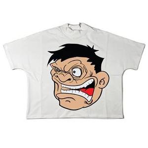 T-shirt thermique ample en coton épais 100 % imprimé en relief, coupe carrée, en molleton bouclette délavé à l'acide, grande taille - Product Image 4