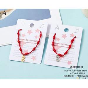 Tobillera de Acero Inoxidable con Nudo de Siete Estrellas y Letra S, Accesorio de Moda - Product Image 1