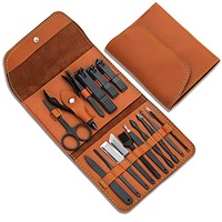 Kit de manucure professionnel avec étui en cuir Pu soins des ongles multifonction 16 pièces outils de coupe-ongles en acier inoxydable